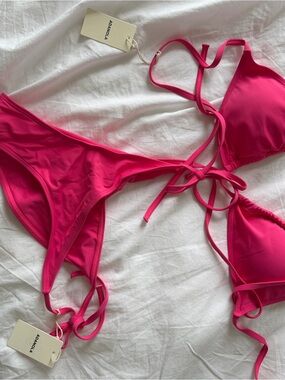 Adanola Hot Pink Tie-String Bikini Set
